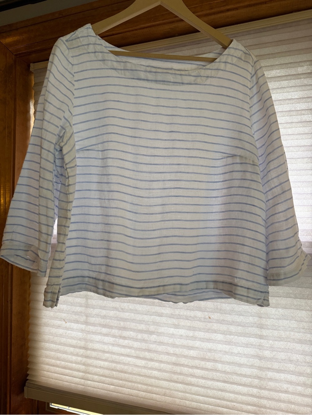 Martha Stewart collection Women’s White and Light Blue Striped Tunic 0123